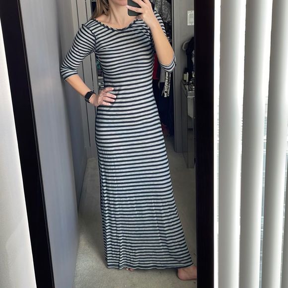 Grey and Blue Striped Maxi Dress by Velvet, Size XS - Picture 1 of 4